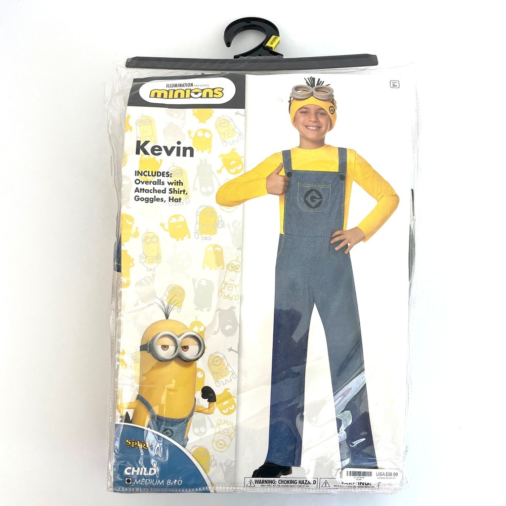 Minions Kevin Costume Child Medium 8-10 Boys Girls Goggles Hat Spirit Halloween